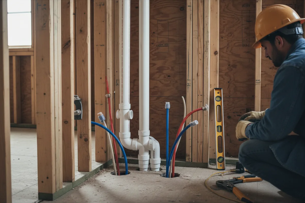 Drain and supply rough-in during Drain Cleaning in Bruceville