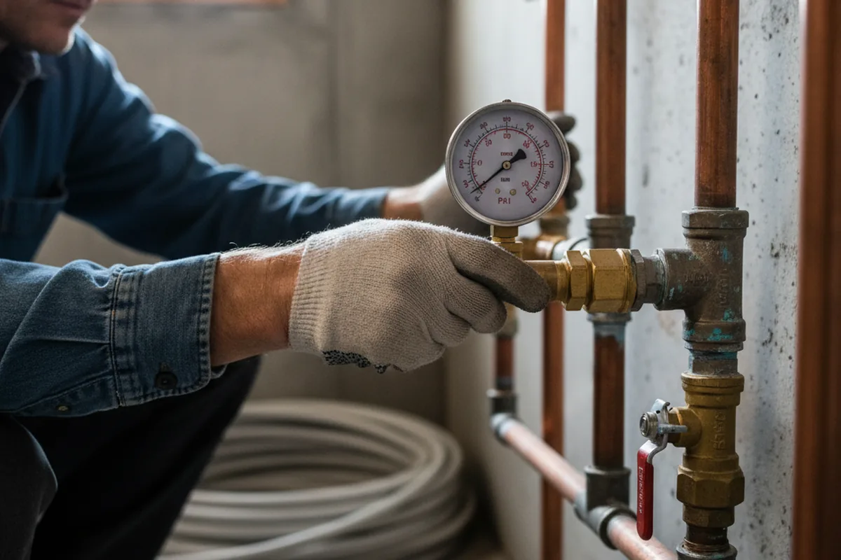 Pressure testing a repaired line during Water Line Repair in Bruceville